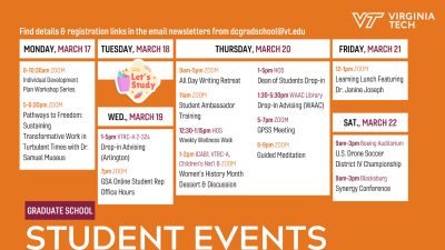 student events - week of March 17, 2025