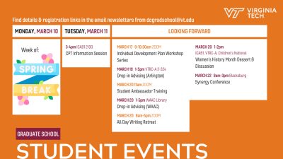 student events - week of March 10, 2025