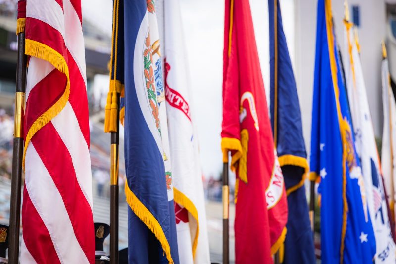 Flags. Photo by Luke Hayes for Virginia Tech.