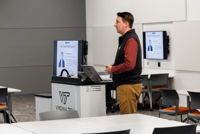 Kurt Luther teaching the first class in the newly opened Academic Building One at the Innovation Campus in Alexandria.